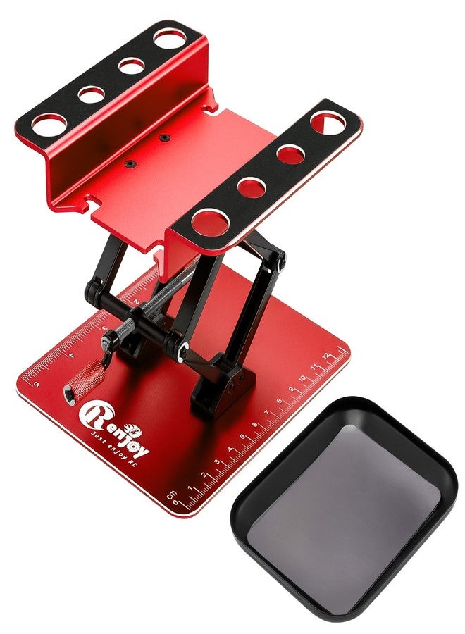 حامل إصلاح سيارات التحكم عن بعد من الألومنيوم، مزود بدرج براغي، مناسب لسيارات Traxxas TRX4 و Axial و Arrma و Redcat و Losi بمقاسات 1/8 و 1/10 و 1/12 و 1/14 و 1/16 و 1/18 و 1/24 (أحمر) - Image 1